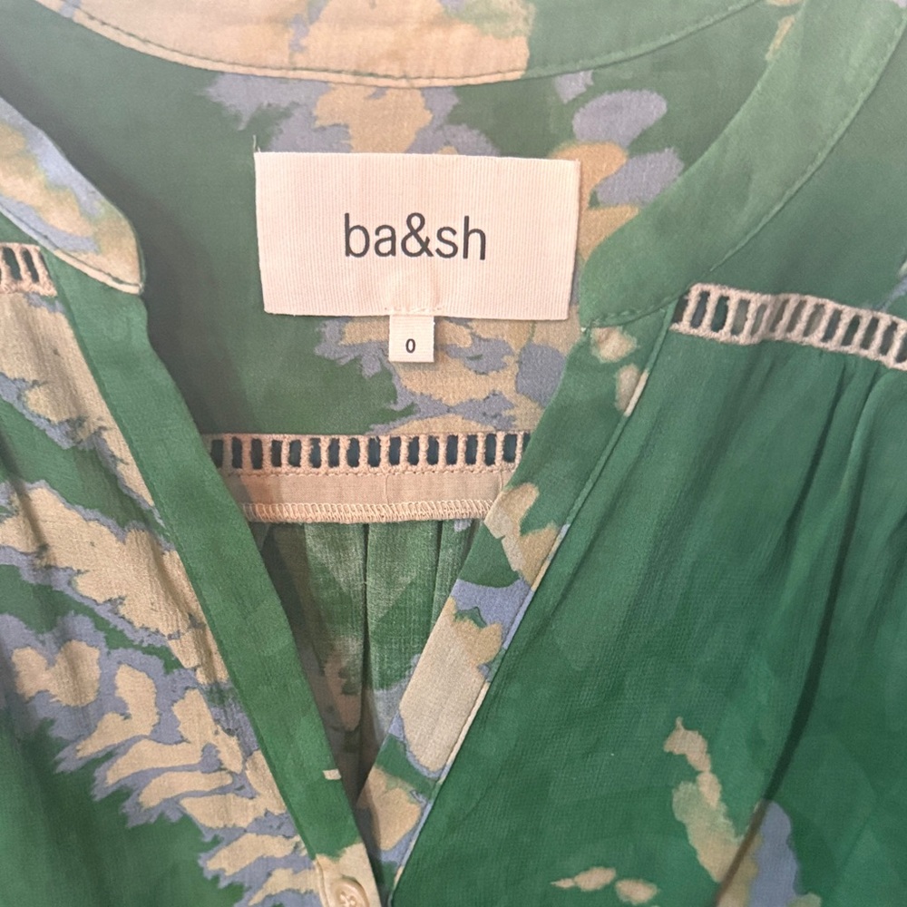 ba&sh Green and Cream Floral Blouse - Picture 3 of 4